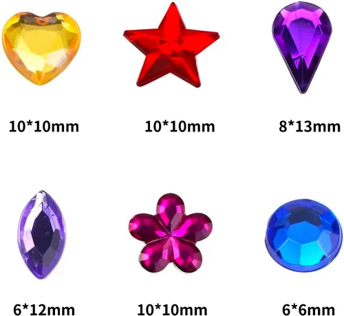 Miniatura 2 de JPSOR 600 piezas de gemas y joyas para manualidades, diamantes de imitación acrílicos con parte trasera plana para decoraciones de fiesta