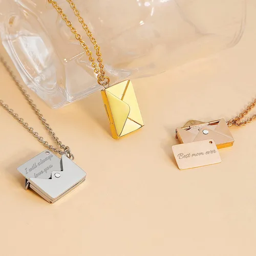 Miniatura 5 de MOTICIUS Collar de sobre personalizado con imagen en el interior, collar de sobre personalizado con mensaje para mujer, regalo para el día
