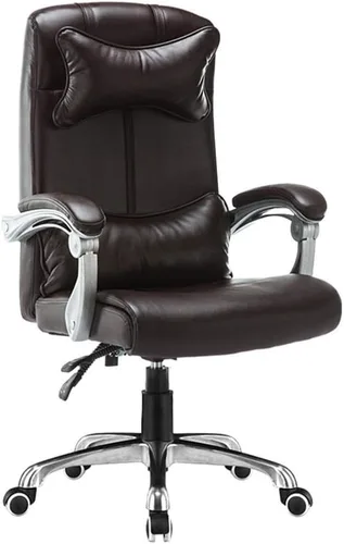 Miniatura 13 de Leather Desk Gaming Chair Height Adjustable Ergonomic High Backrest Office Computer Chairs with Headrest and Lumbar Support for Reception Study Milk