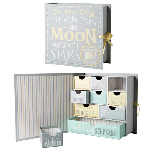 Miniatura 8 de Caja de recuerdos para bebé VOTUM para recuerdos preciados, de estilo de cuento de hadas - Cajas ligeras y hechas a mano con 9 compartimentos