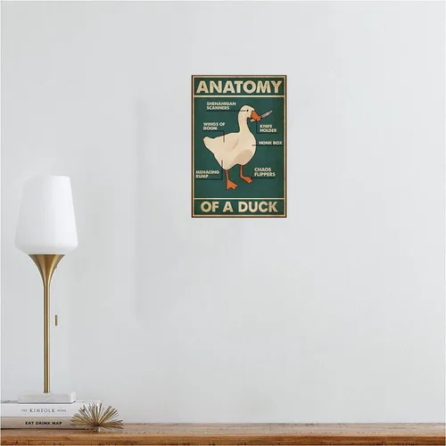 Miniatura 7 de Knowledge - Cartel de metal con diseño de anatomía de un pato retro, para restaurante, cafetería, sala de estar, cocina, baño, hogar, decoración