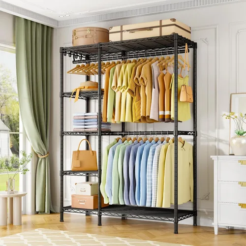 Miniatura 2 de Ulif F2 - Perchero de ropa de 5 niveles, perchero resistente para dormitorio, organizador de almacenamiento de clóset ajustable independiente, 46.1