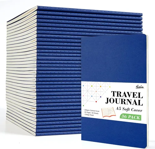 Miniatura 20 de Feela - Paquete de 36 cuadernos de tapa blanda en blanco, a rayas, para viajes, para mujeres y hombres, cuadernos para escribir, cuadernos rayados