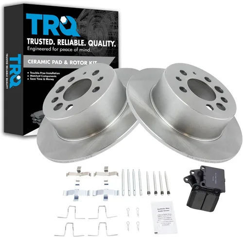 Miniatura 16 de TRQ Kit de rotor de freno trasero y pastillas de cerámica Posi premium compatible con camioneta Chevy GMC