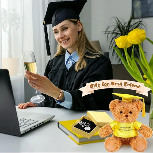 Miniatura 6 de El juego de regalo de graduación 2023 incluye pulseras de aliento de oso de graduación 2023, brazalete de graduación inspirador y collar