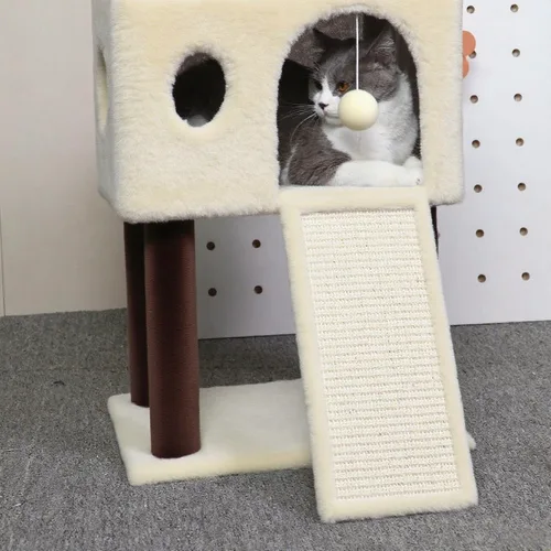Miniatura 8 de Árbol de gato de 41 pulgadas para gatos de interior, torre de gato con tablero de rascar, casa de actividad moderna para gatos grandes, condominio