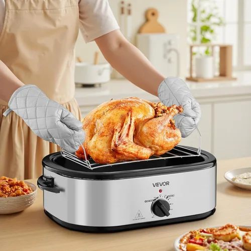 Miniatura 8 de VEVOR Horno tostador, bandeja eléctrica de tostado de 20QT, horno de pavo de cocción rápida con temperatura ajustable de 150-450℉, horno de pavo