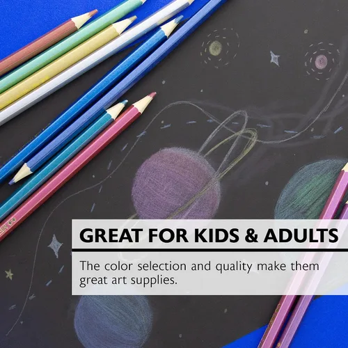 Miniatura 4 de BAZIC Products Lápices de colores metálicos, 12 tonos brillantes, juego de lápices preafilados para dibujar y colorear, suministros de arte