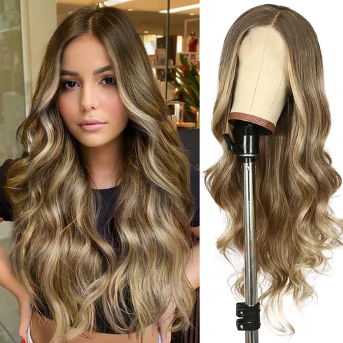 Miniatura 35 de SAPPHIREWIGS Peluca rubia con encaje frontal, pelucas largas y onduladas para mujer, pelucas de color rubio ceniza, resistentes al calor, para Mix