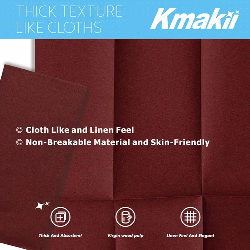 Miniatura 3 de KMAKII Servilletas de papel desechables color burdeos, sensación de lino, como servilletas de cena, servilletas de mano de papel para fiestas