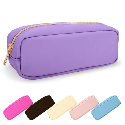 Miniatura 37 de Estuche pequeño para lápices y maquillaje para bolso, lindo estuche de lápices, bolsa de pinceles de maquillaje de nylon con cremallera, estuche