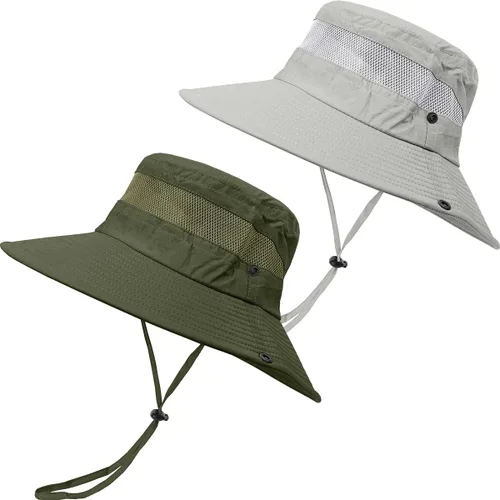 Paquete de 2 sombreros Boonie para hombres y mujeres con protección UV UPF 50+ para pesca, senderismo y jardinería
