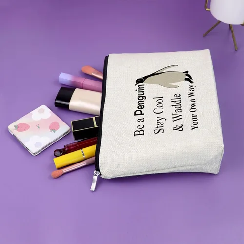 Miniatura 5 de Sazuwu Regalos para amantes de los animales, bolsa de maquillaje para mujer, Sé un pingüino, mantente fresco y camina a tu manera