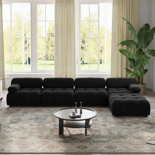 Miniatura 36 de WJShome Sofá modular modular de 103.95 pulgadas, sofá convertible de terciopelo de 3 plazas minimalista para sala de estar, sofá moderno y grande