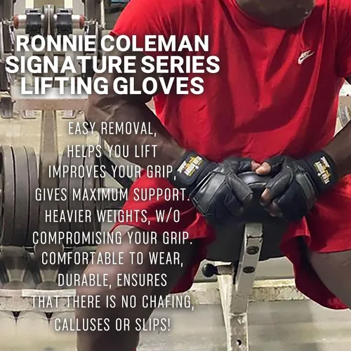Miniatura 4 de Guantes de levantamiento de peso Schiek, Serie de firma de Ronnie Coleman - Guantes de agarre para levantamiento de pesas