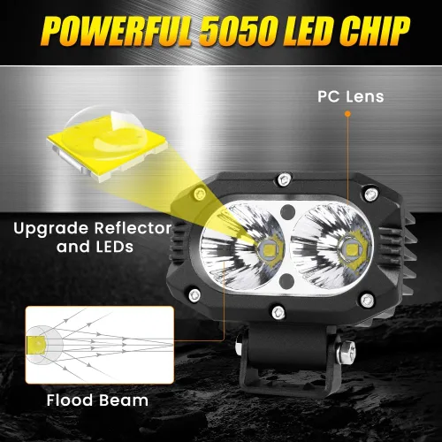 Miniatura 2 de Rigidhorse - Luces LED de 4 pulgadas, 80 W, 8000 lúmenes, 6500 K, focos antiniebla, xenón, IP67, impermeable, blanco, súper brillante, luz