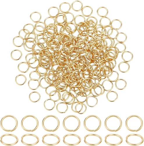 Miniatura 7 de UNICRAFTALE 100 anillos de salto abiertos de acero inoxidable 304 de 0.512 in, redondos, chapados en oro, básicos, perfectos para hacer joyas
