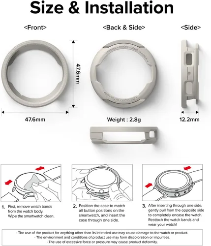 Miniatura 8 de Ringke Air Sports - Funda compatible con Samsung Galaxy Watch 6 (1.732 pulgadas), suave, flexible, ligera, delgada, funda de poliuretano Negro