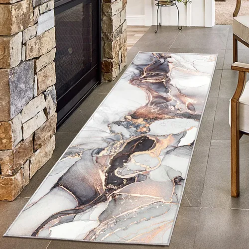 Miniatura 21 de Alfombra abstracta moderna de 2 x 3 pies, alfombra de baño con textura de mármol azul, antideslizante, lavable, alfombra de pelo bajo
