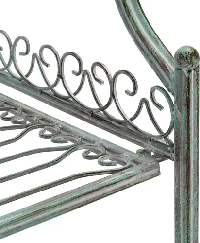 Miniatura 5 de SAFAVIEH Colección Outdoor Amaris - Estante de panadería de 4 niveles, estilo victoriano, de hierro forjado envejecido, color verde oscuro