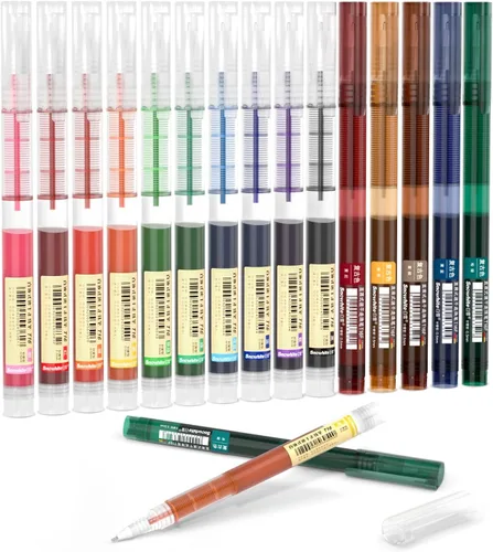 Miniatura 10 de Bolígrafos de tinta líquida Shuttle Art, 10 colores brillantes de secado rápido, punta extra fina de 0.02 pulgadas, larga duración para escritura