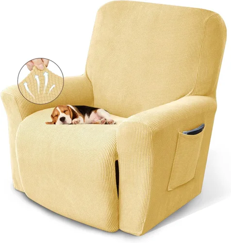 Miniatura 17 de KEKUOU Fundas para sillas reclinables, fundas elásticas para sofá reclinable de niño perezoso, 1 pieza, protector de muebles con parte inferior Azul