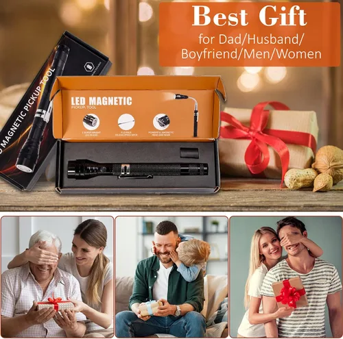 Miniatura 5 de KUCHEY Linterna magnética para el Día del Padre, regalos para hombres, rellenos de calcetines para hombres y adultos, herramienta de recogida, imán