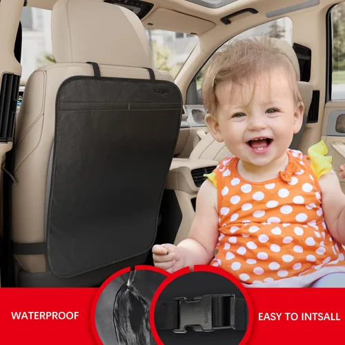 Miniatura 5 de SURDOCA - Protector de asiento trasero con alfombrillas para niños, funda de cuero para el asiento trasero del coche para niños, ofrece protección