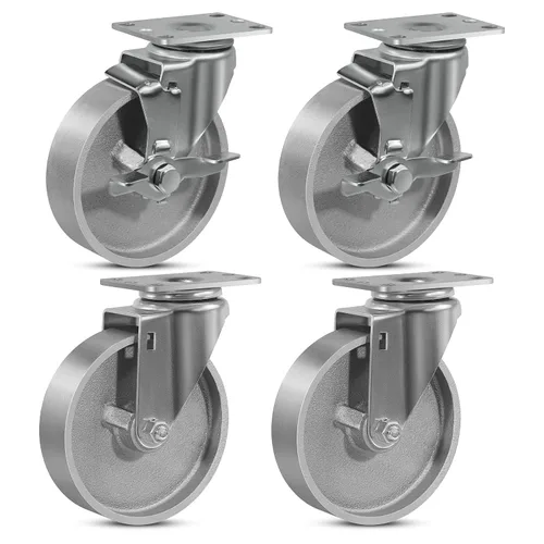 Miniatura 61 de Ruedas industriales resistentes de 3 x 1.25 pulgadas, capacidad de 350 libras, ruedas de hierro fundido y marco de acero para carros, carritos