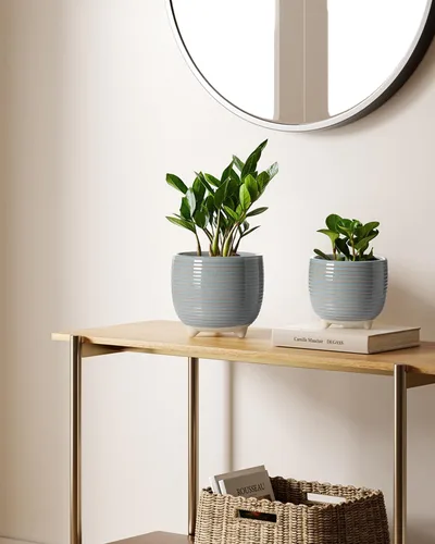 Miniatura 3 de LE TAUCI Macetas de cerámica para plantas, macetas con patas de 5.1 + 6.4 pulgadas para plantas, macetas modernas para flores para el hogar