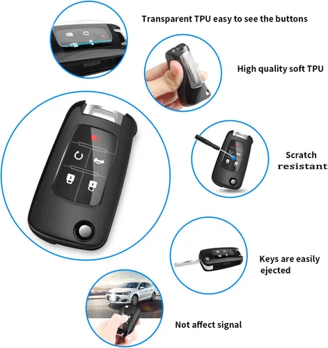 Miniatura 4 de QBUC Funda para llavero Chevy con llavero para Chevrolet Malibu Cruze Camaro Volt Equinox Sonic Impala Buick Regal Encore