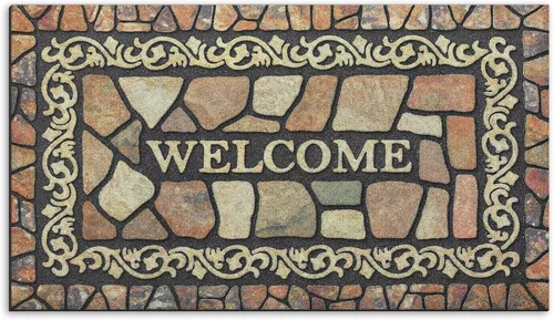 Arttown Tapete retro para puerta, 17 x 30 pulgadas, color beige, tapete decorativo para el hogar, parte trasera de goma antideslizante y fuerte