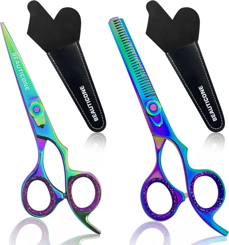 Miniatura 13 de Juego de tijeras de corte y adelgazamiento de cabello, tijeras de peluquería profesionales de 6.5 pulgadas para corte de pelo para hombres/mujeres