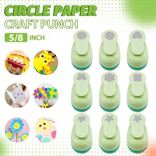 Miniatura 2 de UCEC Perforadora para Manualidades, 9 Piezas Perforadoras de Papel de 5/8 Pulgadas para Manualidades Formas de Perforación Perforadora