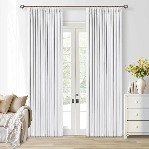 Miniatura 105 de Juego de 2 paneles de cortinas plisadas negras de 80 pulgadas para sala de estar, cortinas plisadas de lino con forro de 80 pulgadas de largo, 100%