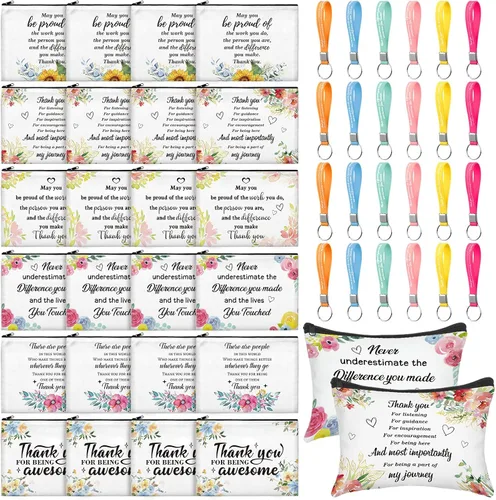 Miniatura 7 de Panelee 48 bolsas de cosméticos cristianos a granel para mujeres, bolsas de maquillaje con versículos de la Biblia, llaveros inspiradores, regalos