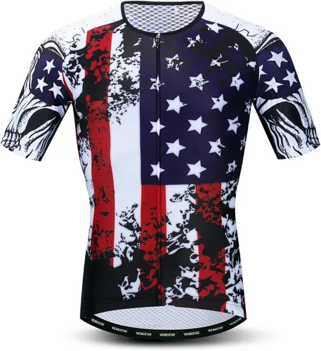 JPOJPO Racing Cycling Jersey Hombre Bike Tops S-3XL - Poliéster, cremallera reflectante, 4 bolsillos, jp3135