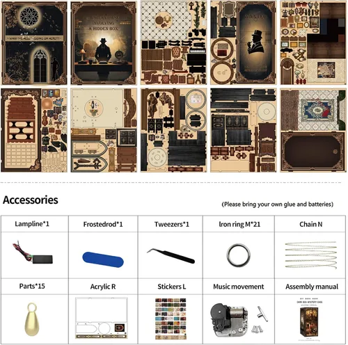 Miniatura 7 de NFEHGXAE Kits de rincón de libros para adultos, kit de casa de muñecas en miniatura con luces LED, rompecabezas de madera 3D, adolescentes