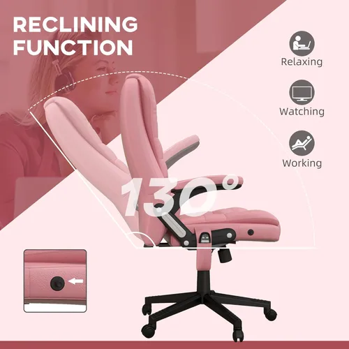 Miniatura 6 de HOMCOM, silla de oficina ejecutiva, ergonómica, piel sintética, con calor, masaje vibratorio., Cuero, Crema