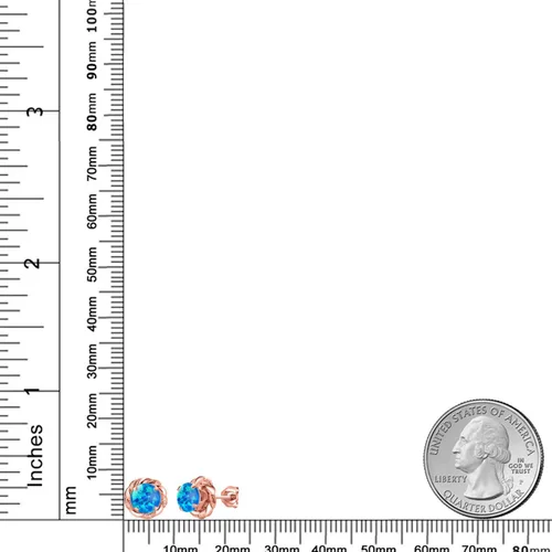 Miniatura 351 de Gem Stone King Aretes de plata de ley 925 de 0.236 in con piedra natal redonda para mujer