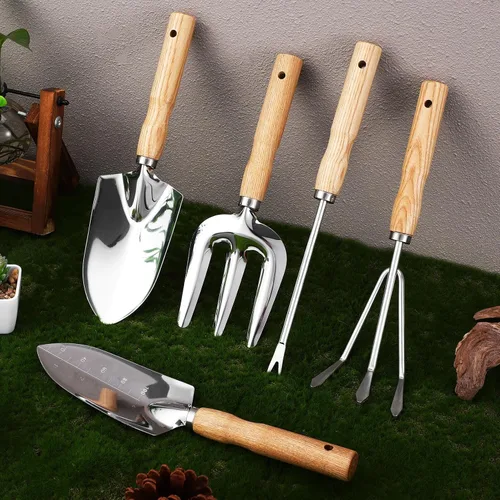 Miniatura 8 de DOITOOL Sturdy Stainless Steel Garden Tools Kit with Smooth Wooden Handles Rounded Edges for Safe Use Lightweight and Comfortable Grip Outdoor