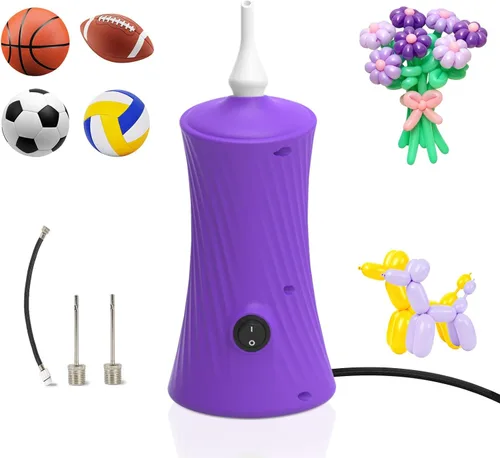 Miniatura 8 de AXHJ Bomba de aire eléctrica para globos largos y pelota deportiva, bomba de globo de aire eléctrica 2 en 1, inflador de globos para globos