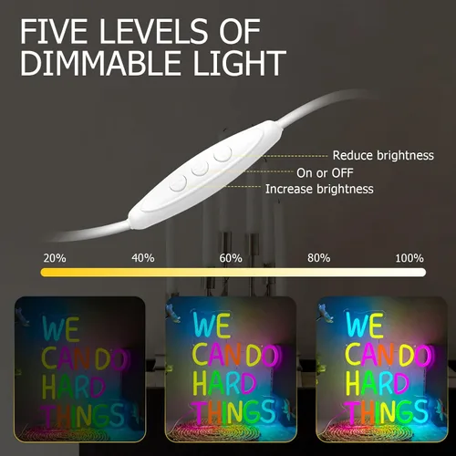 Miniatura 4 de Letrero de neón con texto en inglés «We Can Do Hard Things», luces de neón motivacionales LED para decoración de pared, luces de neón regulables