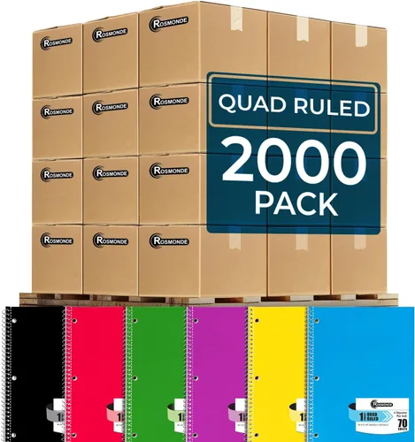 Miniatura 11 de Rosmonde 720 paquetes (paleta) cuadernos de 1 materia, cuaderno en espiral a granel, cuádruple rayado, paleta de cuadernos, 70 hojas (140 páginas)