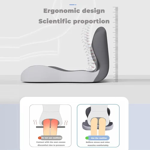 Miniatura 5 de Cojín ortopédico, cojín de asiento para silla de oficina y automóvil, cojines ergonómicos de espuma viscoelástica en forma de L, soporte lumbar