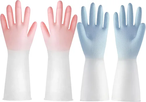 Guantes de goma para lavavajillas, guantes de limpieza para mujeres, guantes de lavado de platos, talla M. Perfectos para mujeres y hombres (2 pares