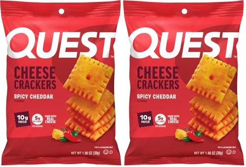 Miniatura 12 de Quest Nutrition - Galletas de queso cheddar picante, 0.35 oz de proteína, bajas en carbohidratos, hechas con queso real, 12