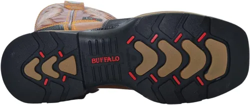 Miniatura 4 de King Welt Buffalo Tan - Botas de trabajo de cuero de alta calidad antideslizantes para hombre, puntera de acero, punta cuadrada, sin cordones