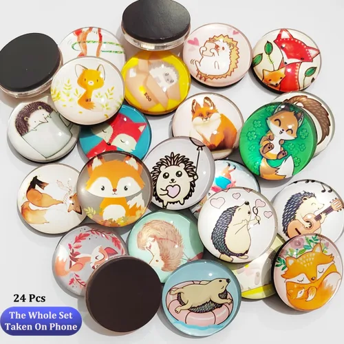 Miniatura 3 de 24 imanes redondos de cristal para refrigerador de 1.2 pulgadas, fuertes y antiarañazos para nevera, taquilla, oficina, aula y decoración de cocina