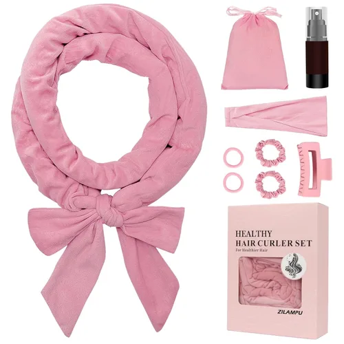 Miniatura 15 de ZILAMPU Diadema de varilla rizadora sin calor, rizadores de pelo para dormir, morado, 70 pulgadas de largo, material de terciopelo extra suave